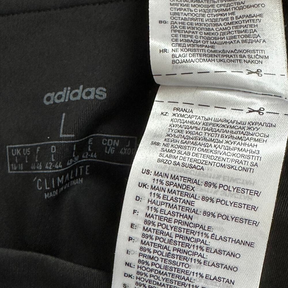 Adidas Womens Climalite Athletic Leggings Sz Large 3 Stripes Fitness Sports EUC - Picture 6 of 7